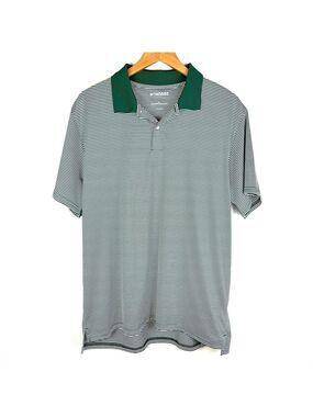 Like New Bonobos Performance Golf Polo Standard Fit Green White Stripe large